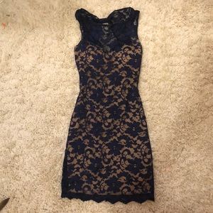 Blue lace form fitting dress
